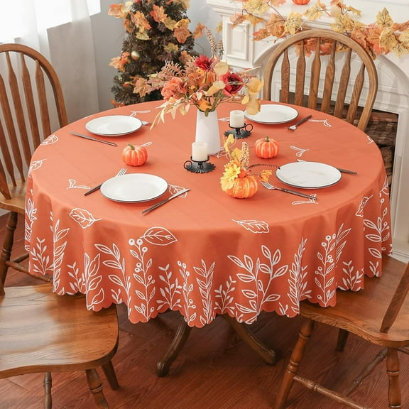 YIBAGA Fall Tablecloth, Leaves Thanksgiving Fall Decoration Home Decor, 60 inch Diameter Round, Polyester