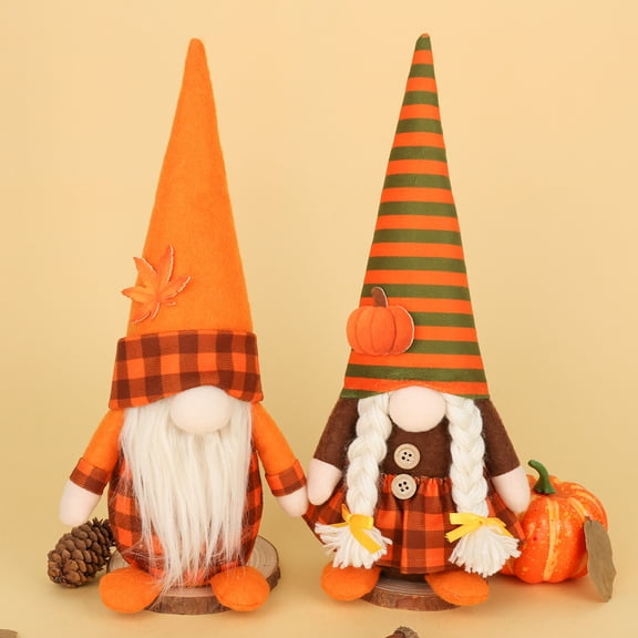 YIBAGA Fall Gnomes Plush Set of 2, Fall Decor, Thanksgving Gnomes Plush Doll, Indoor Decorations for Home