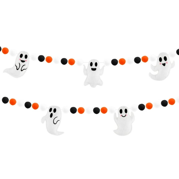 YIBAGA Halloween Garland Banner 6.6Ft Wool Felt Ghosts Ball Haunted Houses Decors Party Supplies