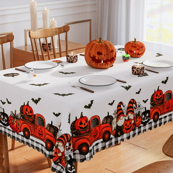 YIBAGA Halloween Tablecloth, Ghosts Pumpkins Bats Horror Tableware Home Decor, 60 x 84 inch, Polyester