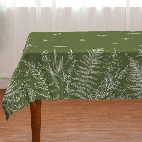 YIBAGA Spring Tablecloth, Green Leaves Table Cover Indoor Home Decor, 60 x 60 inch, Polyester