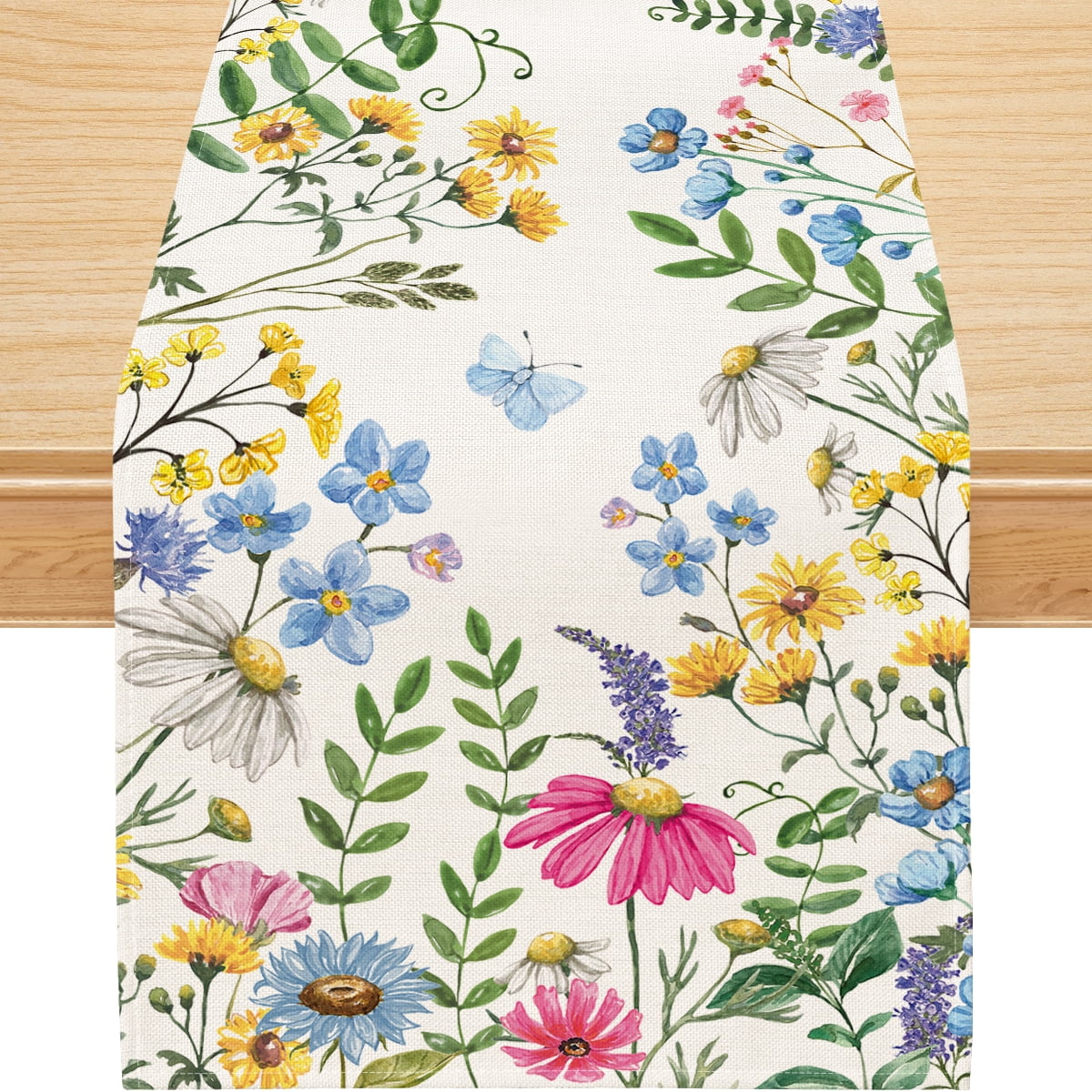 Table Runner Spring Style YIBAGA Spring Table Runner, Colorful Floral Home Spring Dining Table ...