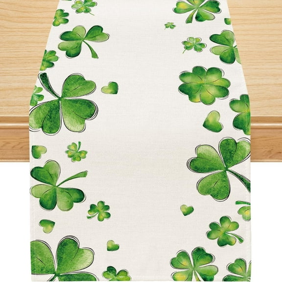 YIBAGA St. Patrick's Day Table Runner, Shamrock Spring Table Decorations for St. Patrick's Day Party Dining, 13x72 inch, Polyester