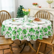 YIBAGA St Patricks Day Tablecloth, Lucky Green Shamrock Table Cover Spring Home Decorations, 70 inch Diameter Round, Polyester