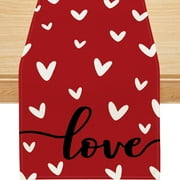 YIBAGA Valentines Day Table Runner, Love Sweet Heart Runner for Table Decoration, 13x48 inch, Polyester