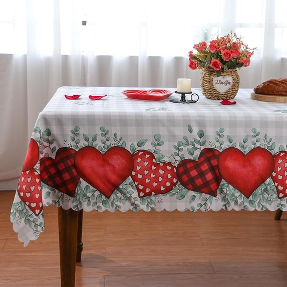 YIBAGA Valentines Day Tablecloth, Sweat Happy Valentines Table Cover, Waterproof Dining Decorations, 60 x 120 inch, Polyester