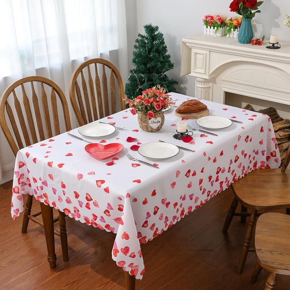 YIBAGA Valentines Day Tablecloth, Sweat Heart Tablecloth, Waterproof Dining Table Cover Decorations, 60 x 84 inch, Polyester