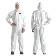 YIBER Hazmat Suit Disposable Coverall, Heavy Duty Protective Suit with Hood, Breathable & Water Resistant, for Men & Women, White, 7 Sizes-M 1