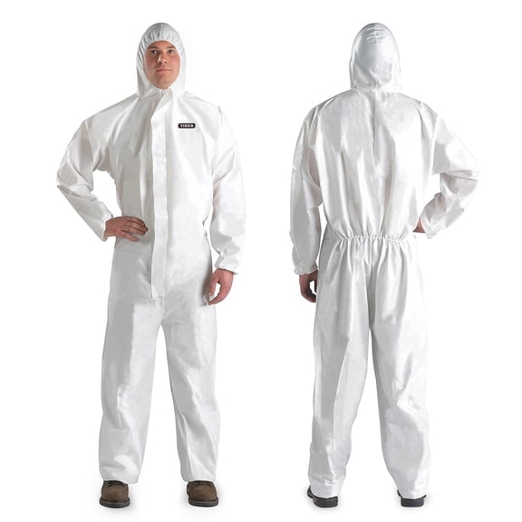 YIBER Hazmat Suit Disposable Coverall, Heavy Duty Protective Suit with Hood, Breathable & Water Resistant, for Men & Women, White, 7 Sizes-XL,5