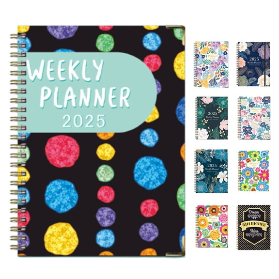 YIBONIKA 2025 Weekly Monthly Dated Notepad Diary Planner Work Exercise schedule School Office Supplies, 09