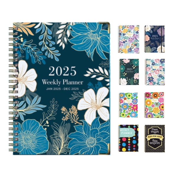 YIBONIKA 2025 Weekly Monthly Dated Wildflowers Cover Notepad Diary Planner Work Exercise schedule School Office Supplies, 05