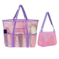 thumbnail image 1 of YIBONIKA Large Mesh Beach Bag Tote with Small Toy Bag for Mom & Kids Summer 2025 Foldable Patchwork Bag with Pockets, Parent-child Casual Bag, Pink, 1 of 6