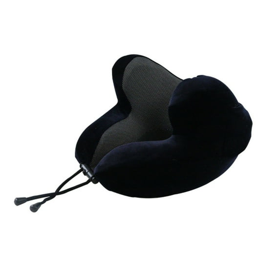 YIBONIKA Memory Foam Travel Neck Pillow Noise Reduction Light Blocking for Car Office Home Airplane, Navy Blue