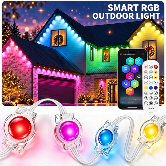 YIBULAYIN 500ft Permanent Outdoor Lights, 150 RGB+IC LEDs, App & Remote