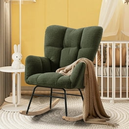 BALUS Light Grey Upholstered Rocking Chair for Adults Indoor Use with High Back Metal Base Side Pocket Walmart