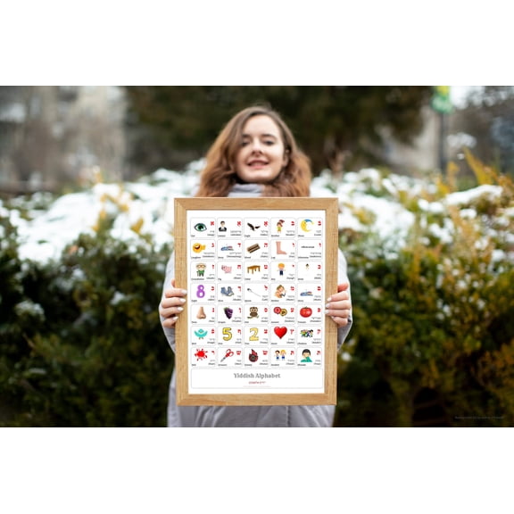 YIDDISH Alphabet POSTER Print With Words And English Translations (16 x 20 inches)