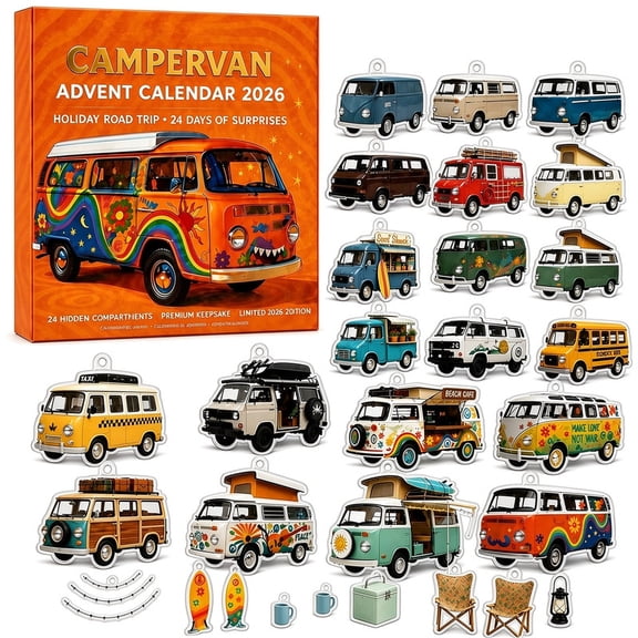 YIDIXING Campervan Advent Calendar 2026, Christmas Countdown with Camper Van Acrylic Ornaments Gift