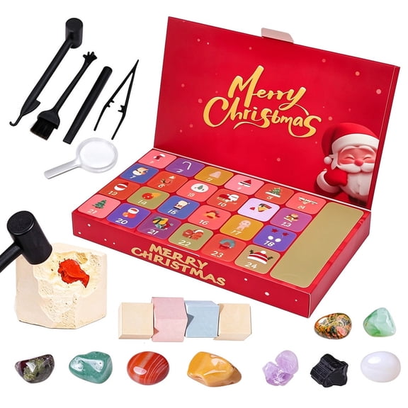 YIDIXING Crystal Dig Advent Calendar, 24 Days Gemstone Digging Kit Christmas Countdown Rocks Collection Gift