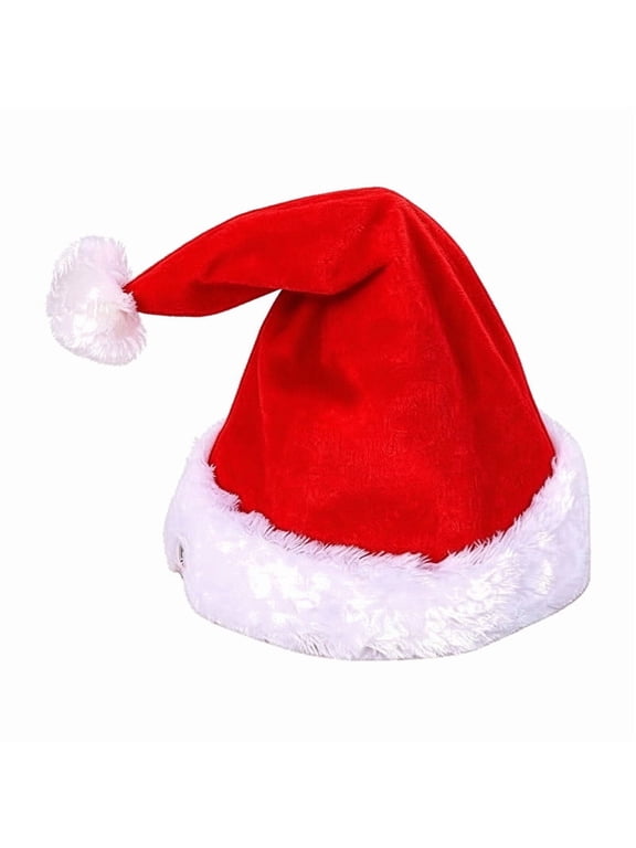 Electric Musical Santa Hat, Red and White Singing Dancing Christmas Cap with Moving Plush Tips and Jingle Bells, Holiday Party Wear and Gift