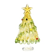 YIDIXING Handcrafted Art Glass Christmas Tree Figurine, Mini Glass Xmas Tree Tabletop Decor with Gold Star Topper