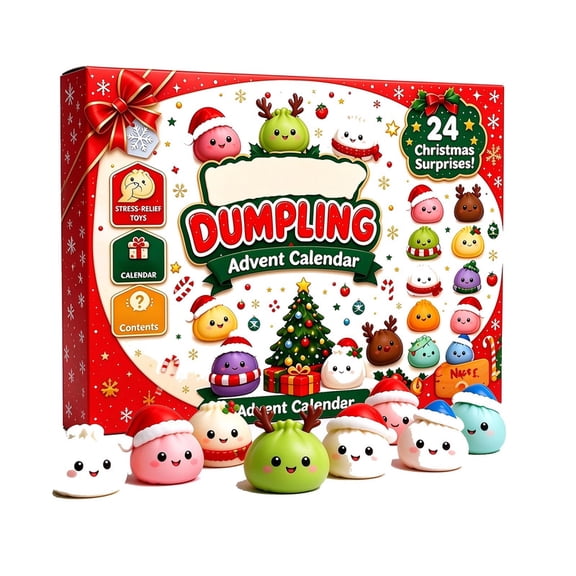 YIDIXING Multicolor Christmas Dumpling Advent Calendar, 24 Day Countdown Calendar with Squishy Bun Dumpling Figures for Kids Xmas Gift Party