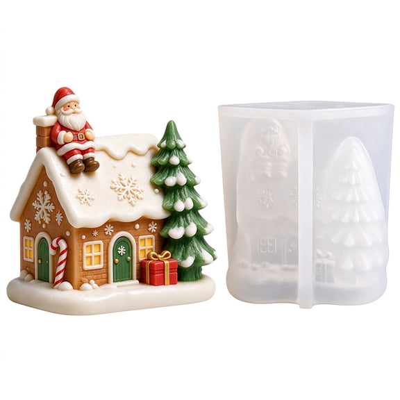 YIDIXING Multicolor Silicone Christmas House Mold, Festive House Baking Mold, Craft Candle Decoration Gift