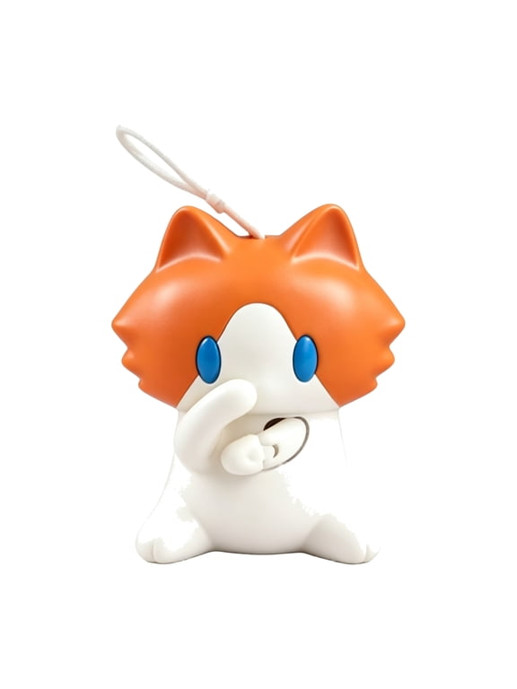 Pull String Waving Cat Keychain, Interactive Orange White Tabby Cat Charm, Pull-Cord Moving Paw Key Ring