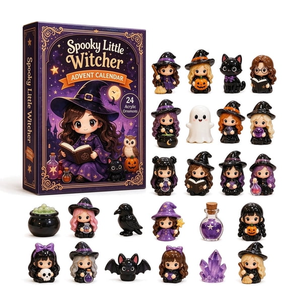 YIDIXING Witch Advent Calendar, 24 Days Halloween Countdown Witch Themed Hanging Charms Gift for Witch Lovers