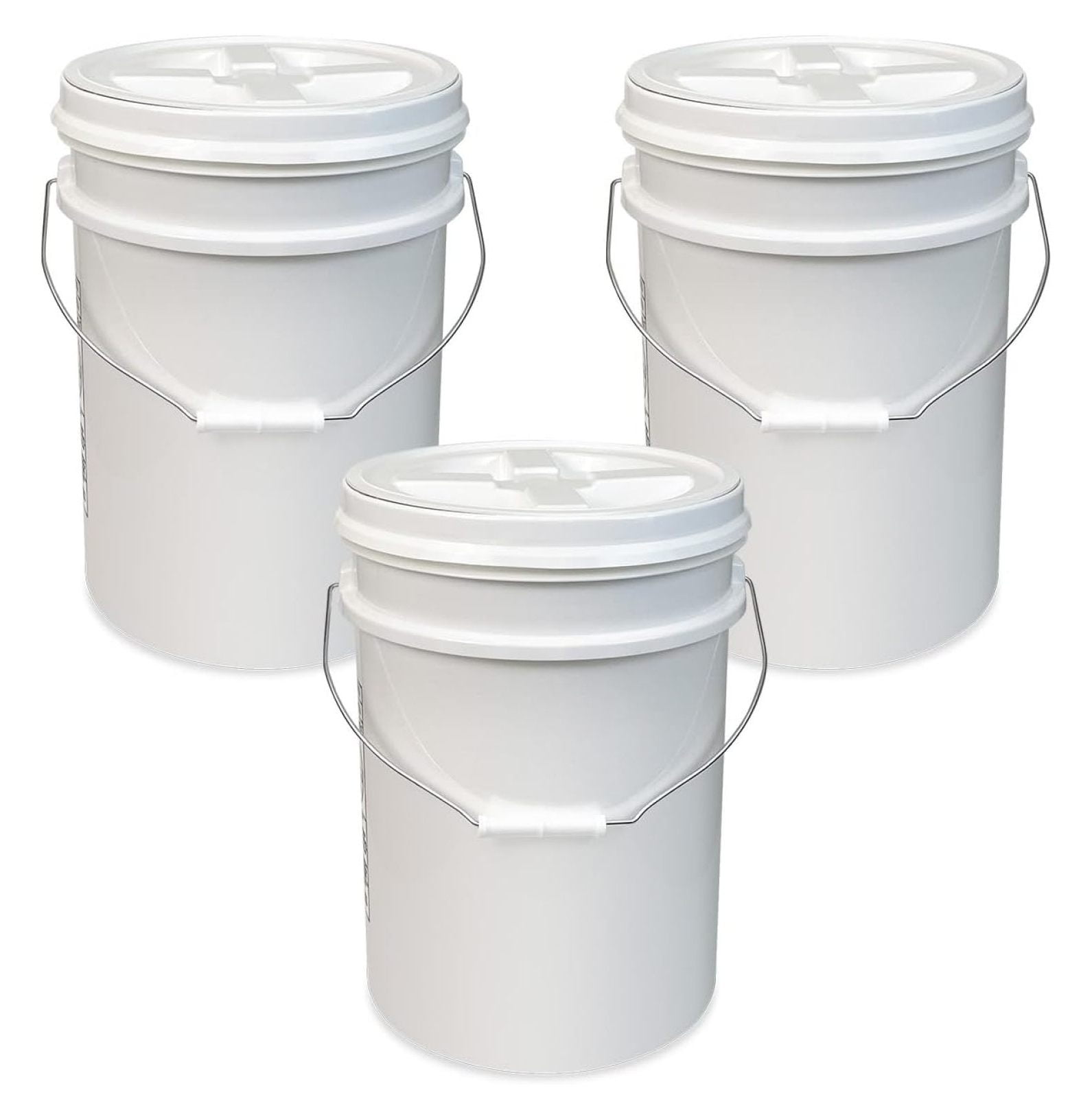 3-Pack Of 5 Gallon Food Grade Buckets With Screw-On Airtight Lids - BPA Free, Purple