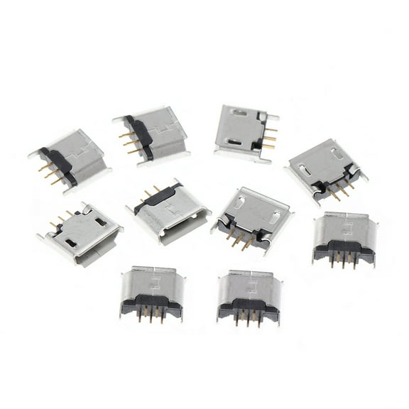 YIEMEEN 10 Pcs Micro USB Type B Female Socket 180 Degree 5-Pin SMD SMT Soldering Jack