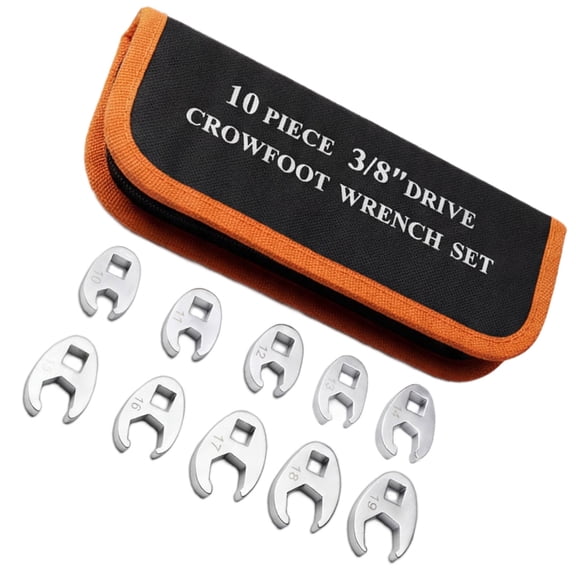 YIEMEEN 10 Piece Crowfoot Wrench Socket Kit In 10-19mm Size 3/8Inch Drive Flare Nut Wrench With Storage Bag