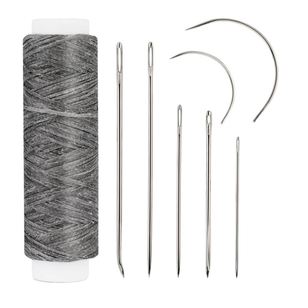 YIEMEEN 10 Set Upholstery Needle Curved Needle Sewing Needle Set with Waxed Thread Sewing Tool for Canvas