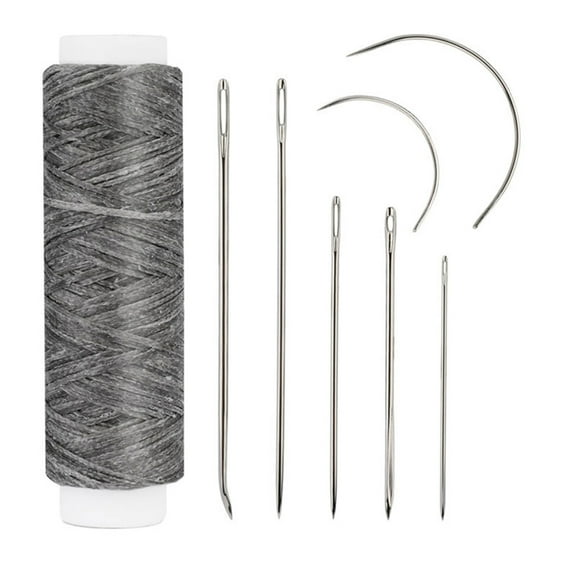 YIEMEEN 10 Set Upholstery Needle Curved Needle Sewing Needle Set with Waxed Thread Sewing Tool for Canvas