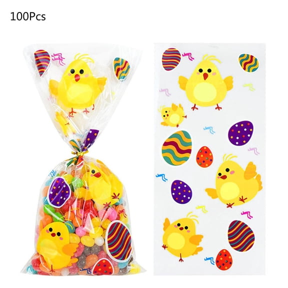 YIEMEEN 100 PCS Cellophane Party Bags Treat Candy Bag for Festival Party Favor Gift