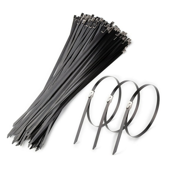 YIEMEEN 100 Pack Heavy Duty Black Metal Ties 4.6x150mm Fasteners Reliable & Multipurpose Fasteners for Farms Pipes Roofs & More