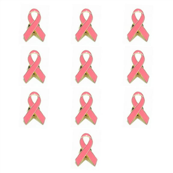YIEMEEN 10Pcs Pink Ribbon Lapel Pin Hope Ribbon Breastpin Badges Decorations for Charity