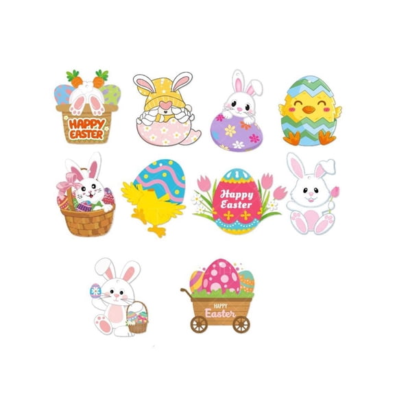 YIEMEEN 10pcs Easters Bunnys and Eggs Paper Hangings Colorful Hanging Pendants Seasonal Decorating Accessories Party Supplies