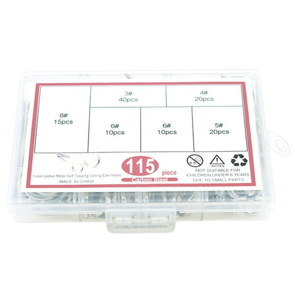 YIEMEEN 115pcs Assorted Sizes Screw Hook Silver Stainless Steel Ceiling Hooks for Indoor and Outdoor Use Hanging Plant Hooks