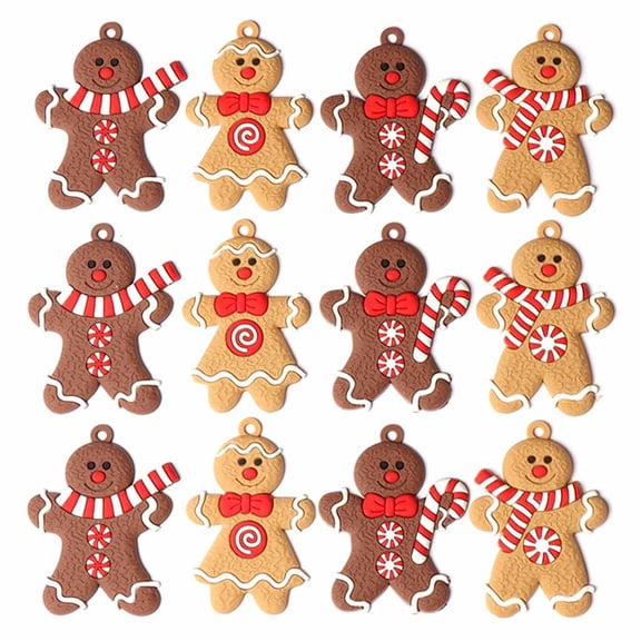 YIEMEEN 12 Pcs Traditional Gingerbread Man Ornaments Gingerman for Doll Hanging Charms Figurine Shape for Xmas Tree Festival Dec