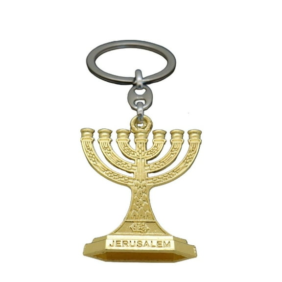 YIEMEEN 12 Tribes of Israel Menorah Jewish 7 Branch Candle Holder Keychain Jerusalem Temple Religious for Church Bag Pendant
