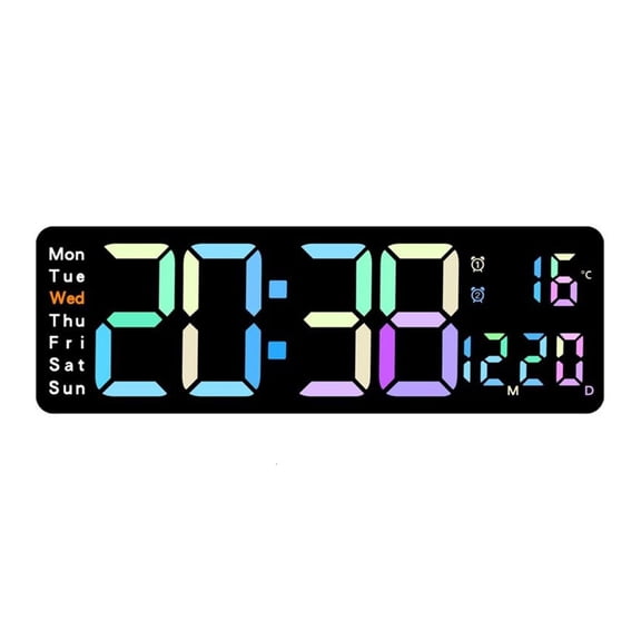YIEMEEN 12Inch Large LED Wall Clock with 2 Alarm Clock Big Screens 10 Level Brightness Digital Alarm Clock Home Decorations