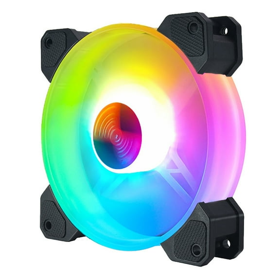 YIEMEEN 12cm RGB Chassis Fan Mute Cooling Radiator with Changing LED Lights 7 Fan RGB Chassis Fan 12cm Cooling Radiator for Desktop Computer for Case Remote Contr