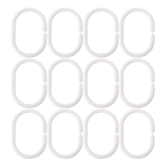 YIEMEEN 12pcs Shower Curtain Hook Hanger Plastic Rings Bath Drape Loop Clasp Accessories