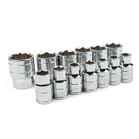 YIEMEEN 13Piece 1/2" Drive Metric Socket Set Chrome Vanadium Steel Short Hexagon Sockets