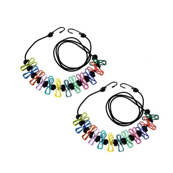YIEMEEN 2 Piece Expandable Laundry Rope With Rusts Resistant Hook And Clamps Flexible Drying Cord For Space Saving Storage