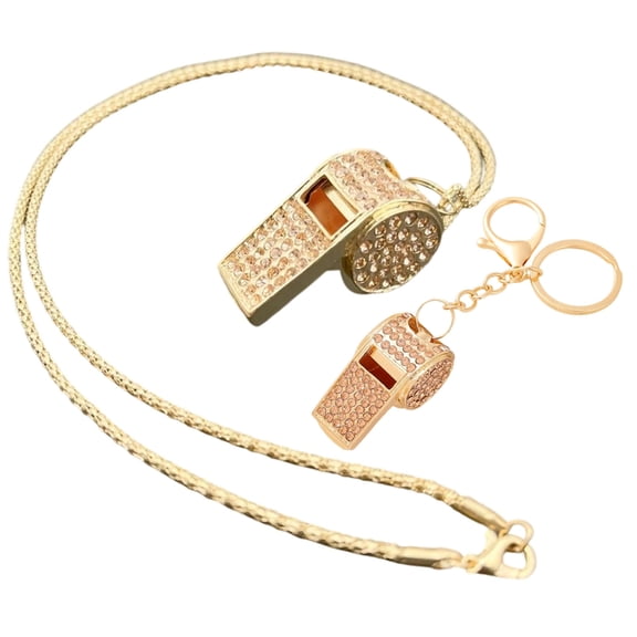 YIEMEEN 2-Piece Whistle Key Chain Car Keyring & Necklace Set Zinc Alloy Pendant Jewelry