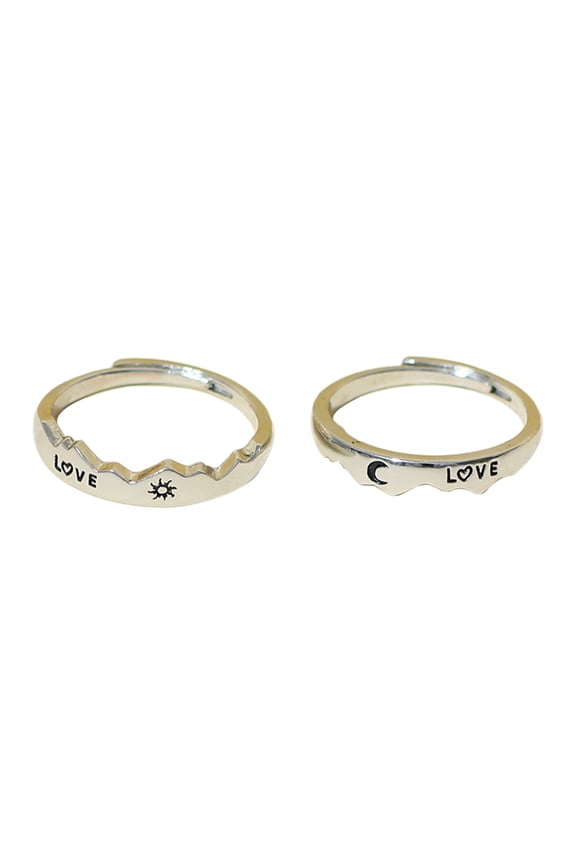 YIEMEEN 2 Pieces Matching Couple Finger Ring for Women Men Minimalist Engagement Wedding
