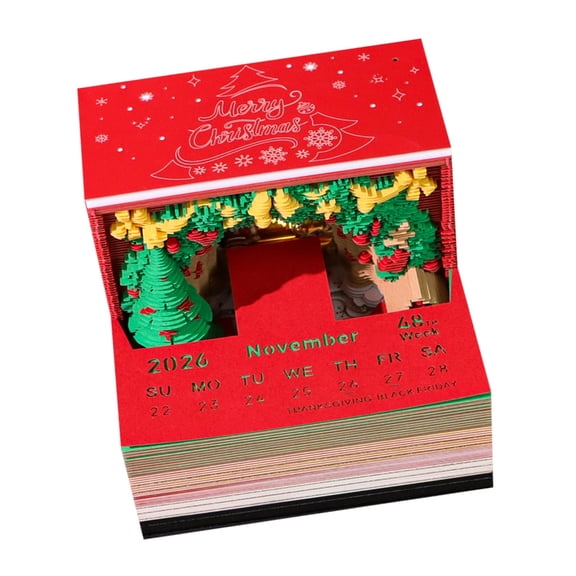 YIEMEEN 2026 Holiday Themed Desktop Calendar Interactive 3D Art LED