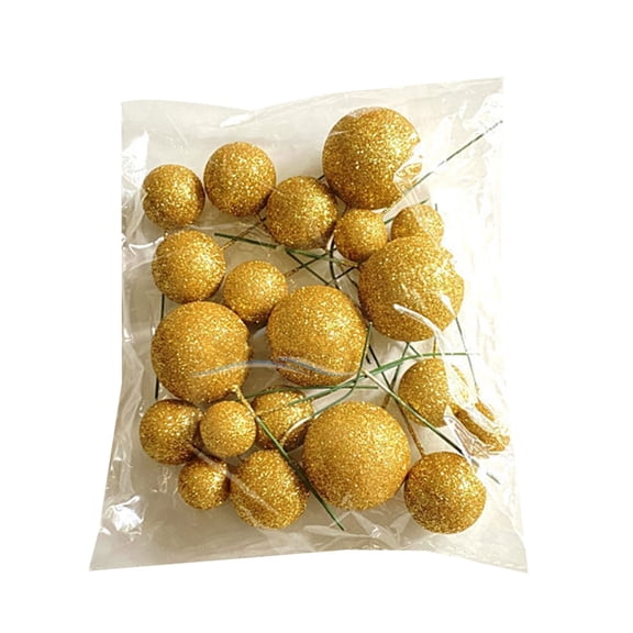 YIEMEEN 20pcs Glitter Ball Cake Topper DIY Cake Insert Toppers Cake Picks Cupcake Topper