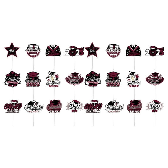 YIEMEEN 24Pieces Cupcakes Toppers Cake Decoration Graduation Cake Picks Cake Accessories Paper Texture for Party Celebration